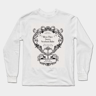 Shakespeare Newborn Quote| Silhouette Rabbits and Deer| Literature Nursery| Victorian Frame| Folk Art Long Sleeve T-Shirt